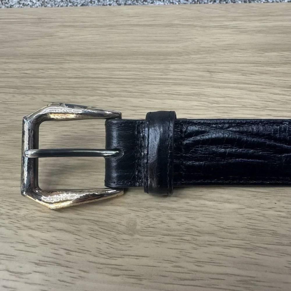 Brighton Belt Men's Size 36 Black Leather Imported Italian Calfskin‎ Made In USA